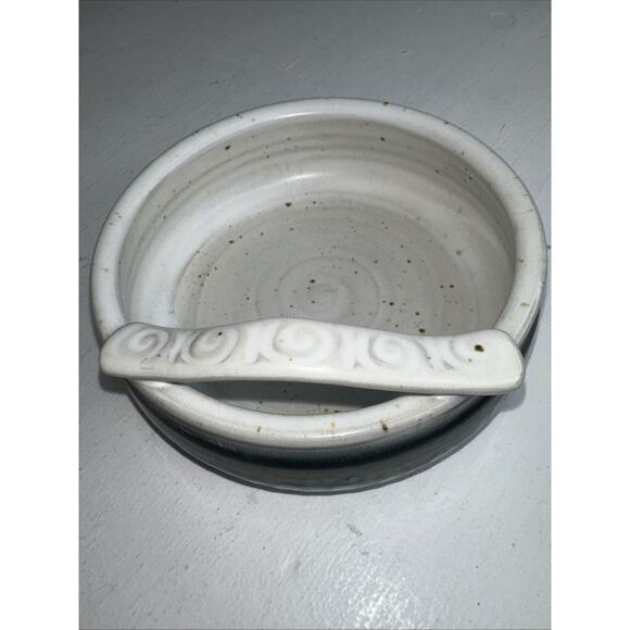 Studio Art Pottery Ceramic Bowl Mustache Drip Glaze Stoneware Blue Signed - Picture 4 of 7